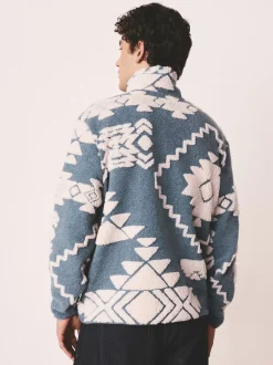 Loungewear|Jassen En Jacks*Next Blue/Ecru Geometric Matching Family - Zip Neck Printed Fleece
