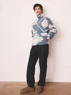 Loungewear|Jassen En Jacks*Next Blue/Ecru Geometric Matching Family - Zip Neck Printed Fleece