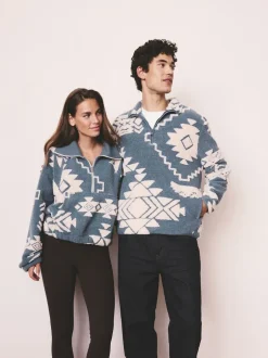 Loungewear|Jassen En Jacks*Next Blue/Ecru Geometric Matching Family - Zip Neck Printed Fleece