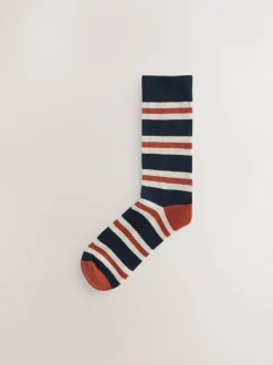 Sokken|Sokken*Next Blue/Ecru Striped - Cushioned Sole Comfort Socks 5 Pack
