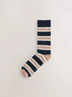 Sokken|Sokken*Next Blue/Ecru Striped - Cushioned Sole Comfort Socks 5 Pack