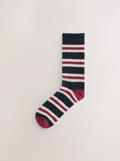 Sokken|Sokken*Next Blue/Ecru Striped - Cushioned Sole Comfort Socks 5 Pack