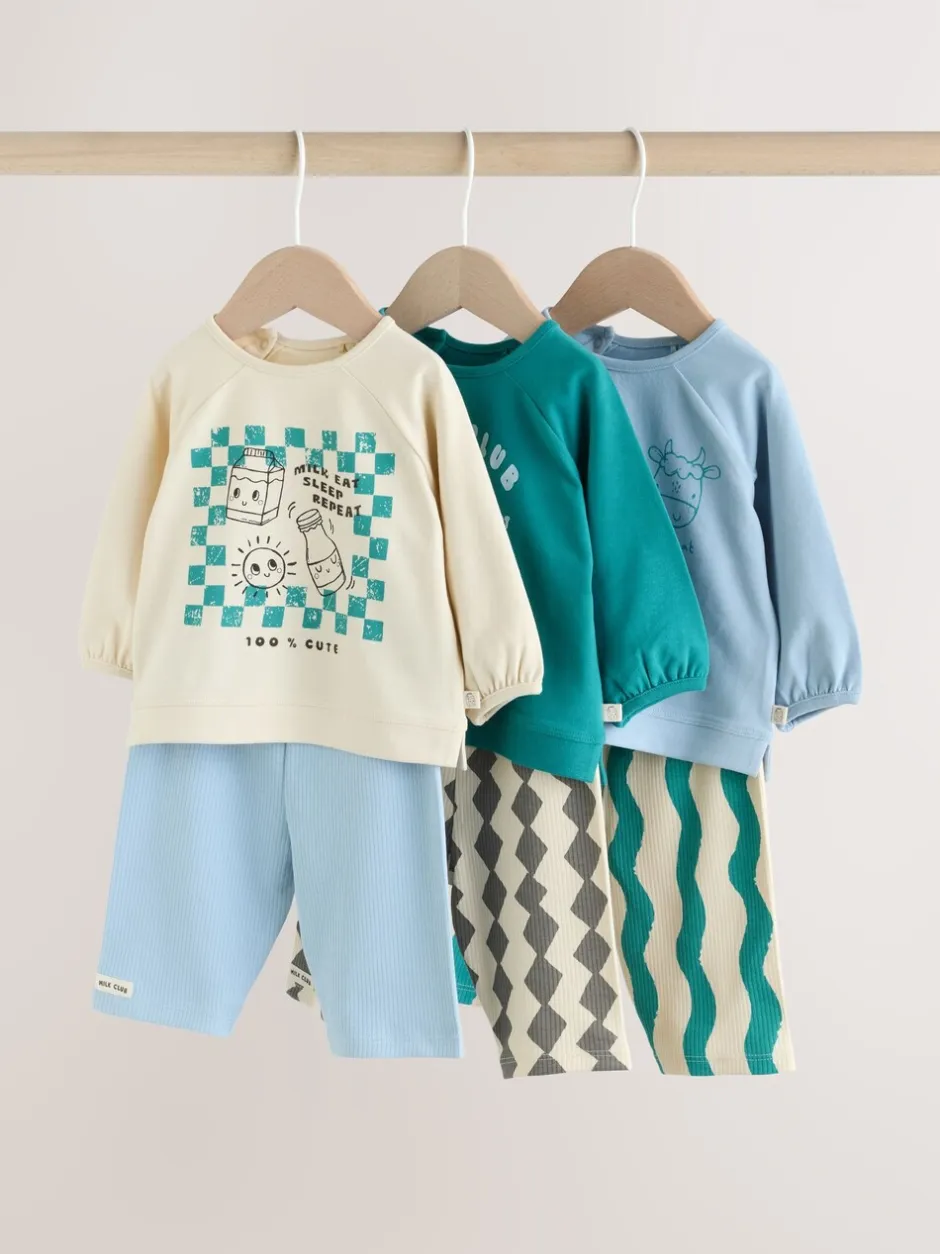 Sets En Combisets|Multipacks|Next - Baby Top & Leggings 6 Piece Set (0mths-3yrs) Blue/Green Milk Club