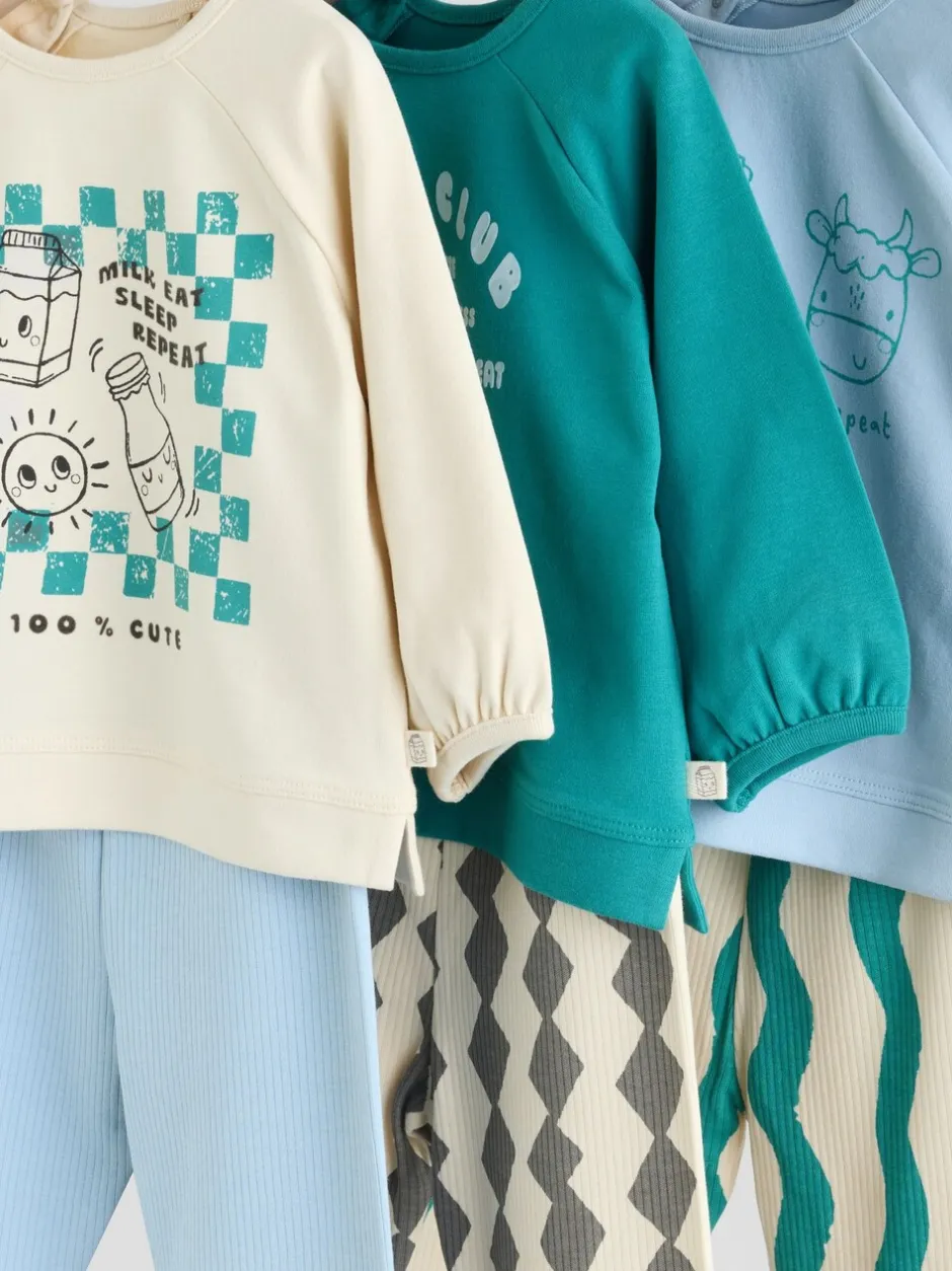 Sets En Combisets|Multipacks|Next - Baby Top & Leggings 6 Piece Set (0mths-3yrs) Blue/Green Milk Club