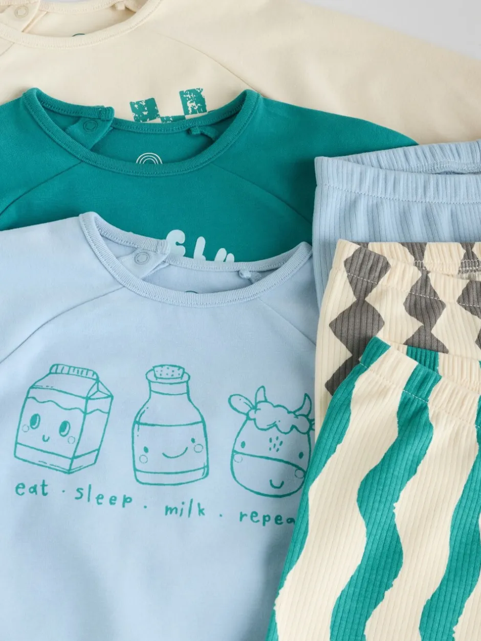 Sets En Combisets|Multipacks|Next - Baby Top & Leggings 6 Piece Set (0mths-3yrs) Blue/Green Milk Club