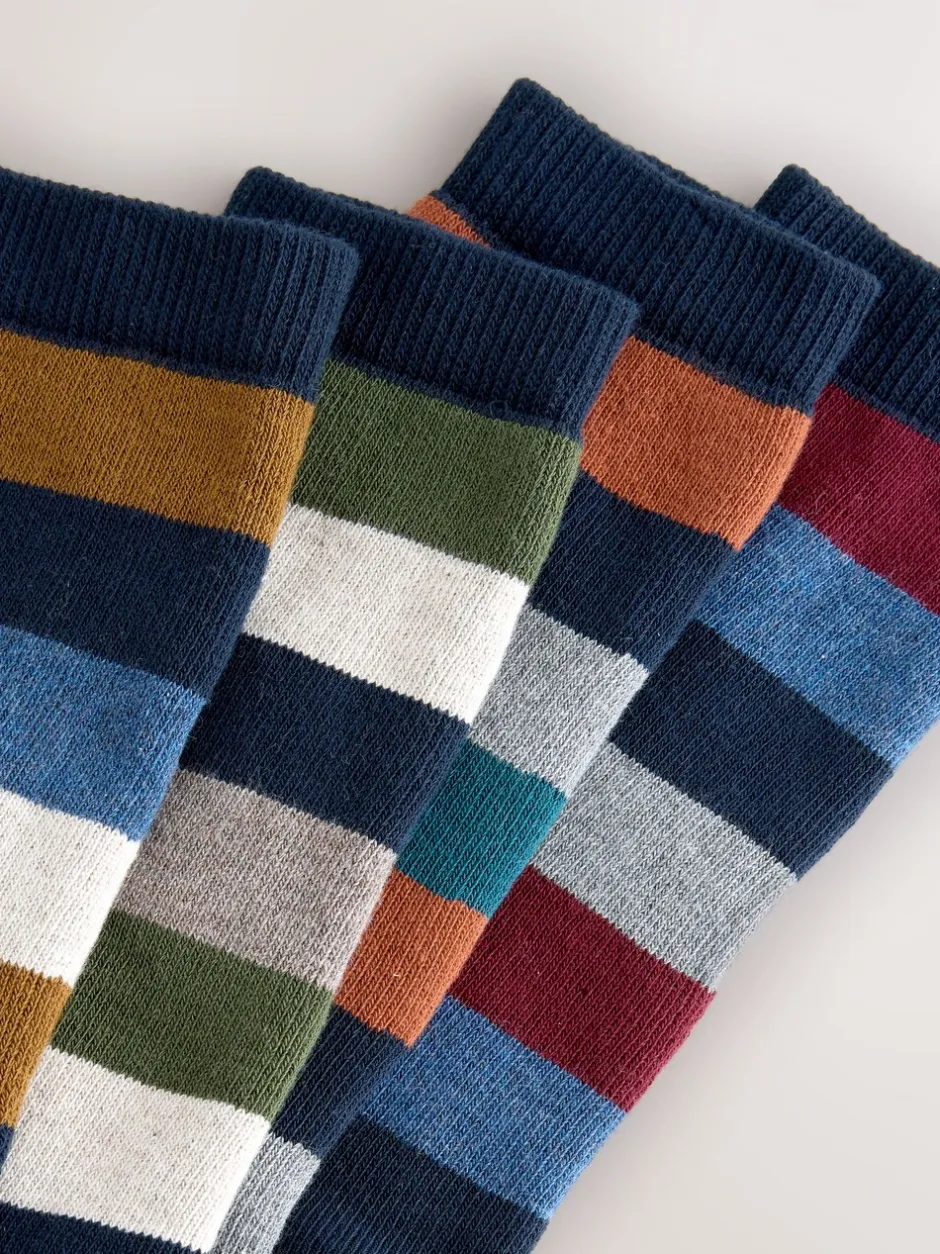 Sokken|Sokken*Next - Set van 4 paar dikke sokken Blue/Green/Orange Rugby Stripe
