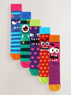 Sokken|Sokken|Next Blue/Green/Red Monster - Set van 5 sokken met patroon