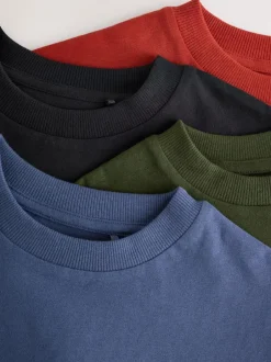 T-Shirts|Tops*Next - Verpakking van 4 ruimvallende T-shirts met korte mouwen (3-16jr) Blue/Rust/Khaki/Black