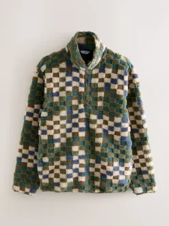 Jassen En Jacks|Sweaters En Hoody´S*Next - Half met rits - Fleece trui met print Blue/Tan Checkerboard