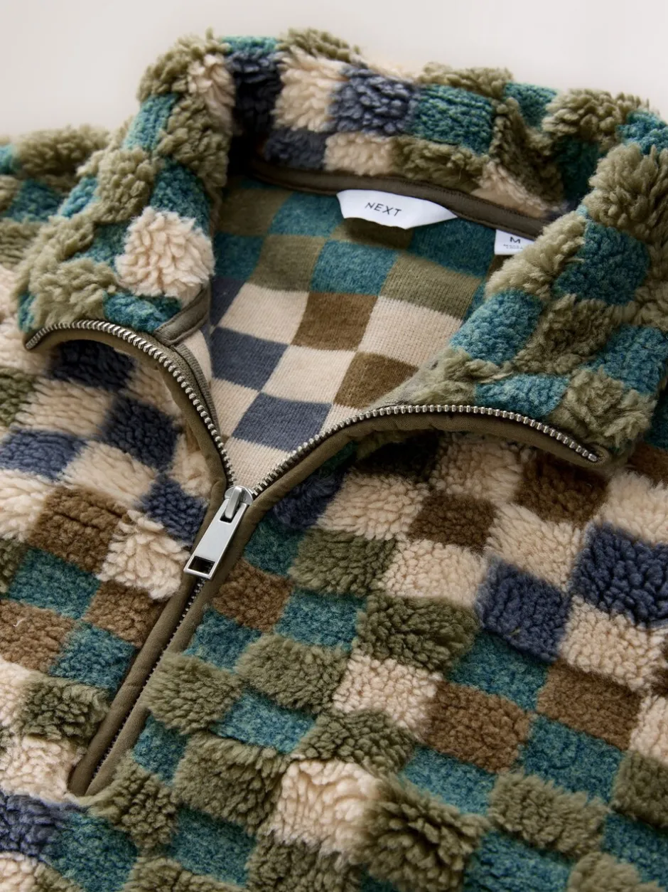 Jassen En Jacks|Sweaters En Hoody´S*Next - Half met rits - Fleece trui met print Blue/Tan Checkerboard