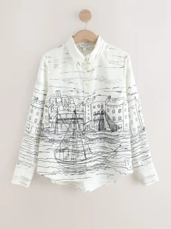 Blouses En Overhemden|Tops En T-Shirts|Next - Overhemd met lange mouwen Bootprint