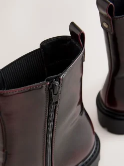 Ruimvallend En Extraruimvallend|Boots|Next - Forever Comfort® Chelsea-enkellaarzen met profielzool Bordeauxrode lak