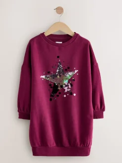 Gebreide Kleding*Next Bordeauxrode Pailletten ster - Trui-jurk (3-16 jr)