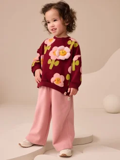 Truien En Breisels|Sweaters En Hoody´S*Next - Sweatshirt met ronde hals (3 mnd-7 jr) Bordeauxrode Smiley Bloemenprint
