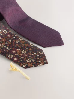 Stropdassen En Pochets|Next - 2 stropdassenpakket Bordeauxrood