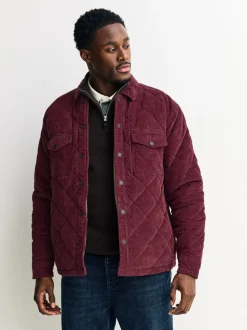 Blazers En Business-Jasjes|Jassen En Jacks*Next - Borg Lined Diamond Quilt Corduroy Shacket Bordeauxrood