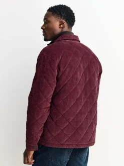 Blazers En Business-Jasjes|Jassen En Jacks*Next - Borg Lined Diamond Quilt Corduroy Shacket Bordeauxrood