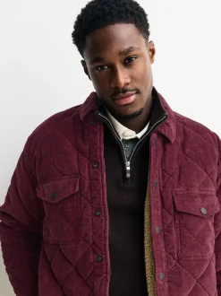 Blazers En Business-Jasjes|Jassen En Jacks*Next - Borg Lined Diamond Quilt Corduroy Shacket Bordeauxrood