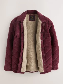 Blazers En Business-Jasjes|Jassen En Jacks*Next - Borg Lined Diamond Quilt Corduroy Shacket Bordeauxrood