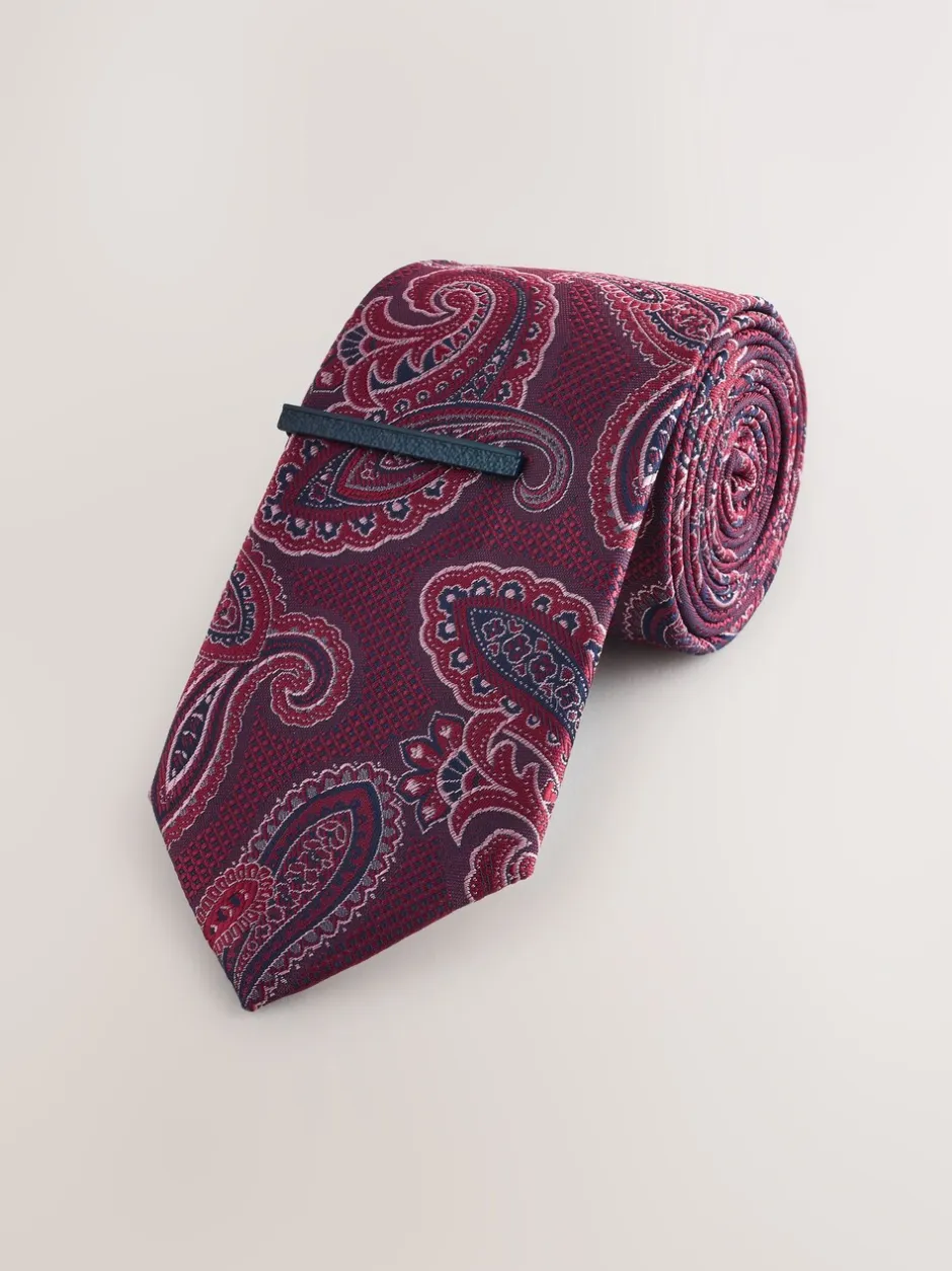 Stropdassen En Pochets*Next - Das met patroon Bordeauxrood