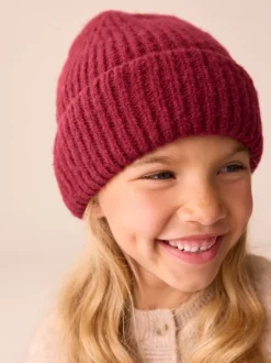 Mutsen, Handschoenen En Sjaals*Next Bordeauxrood - Fluffy beanie-muts (1-16jr)