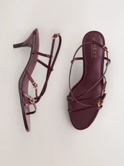Schoenen Met Hakken|Next - Forever Comfort® Multi Buckle Strappy Kitten Heels Bordeauxrood