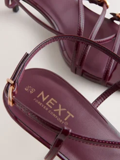 Schoenen Met Hakken|Next - Forever Comfort® Multi Buckle Strappy Kitten Heels Bordeauxrood