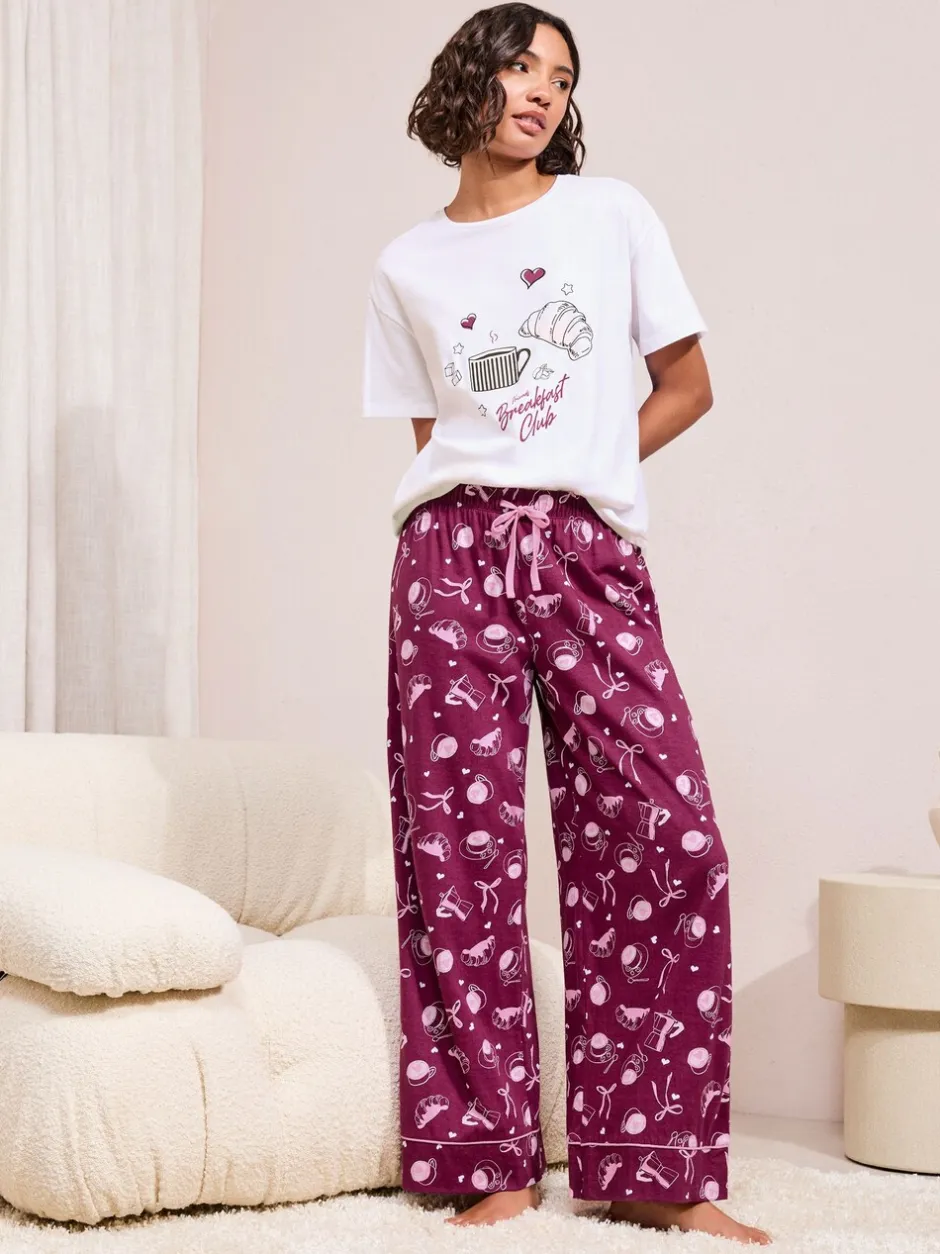 Pyjama's|Loungewear*Friends Like These Bordeauxrood - Breakfast Club Short Sleeve Pyjamas