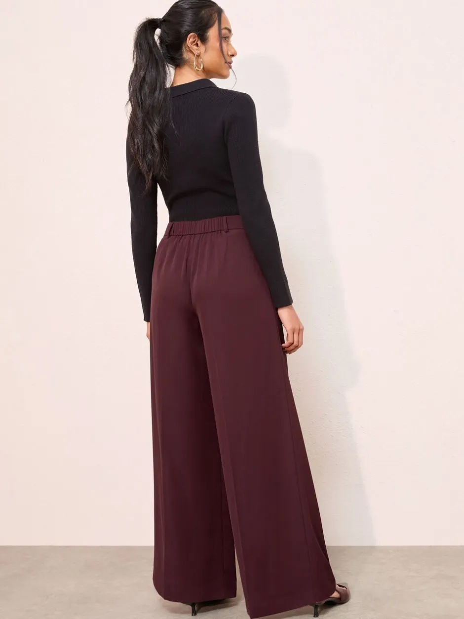 Kostuums En Werkkleding|Broeken*Friends Like These - Adjustable Waist Premium Wide Leg Trousers Bordeauxrood