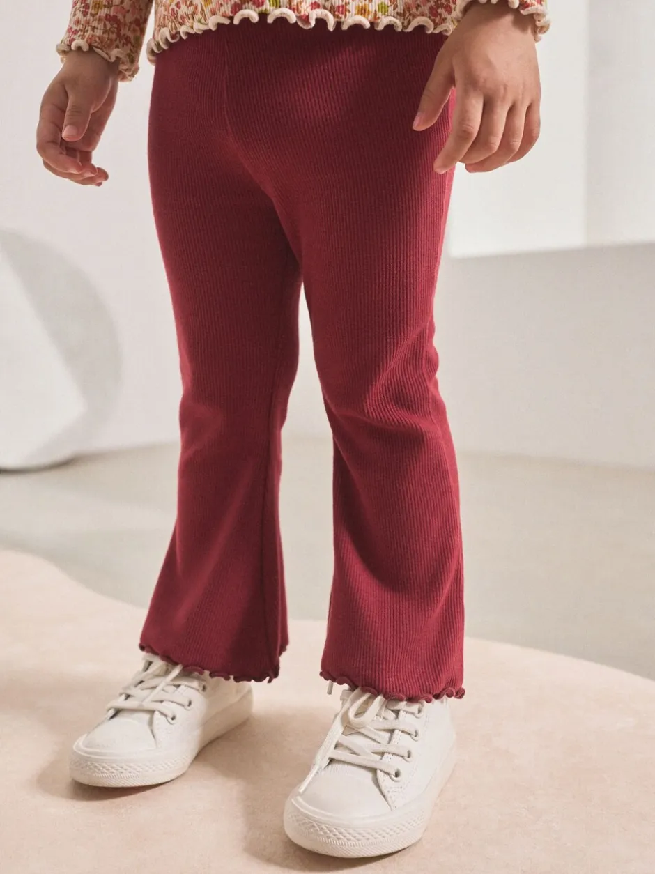 Broeken En Leggings*Next Bordeauxrood - Geribbelde flare legging (3 mnd-7 jr)