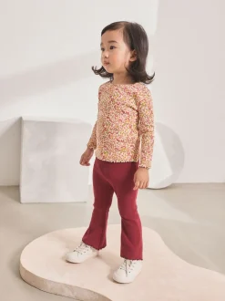 Broeken En Leggings*Next Bordeauxrood - Geribbelde flare legging (3 mnd-7 jr)