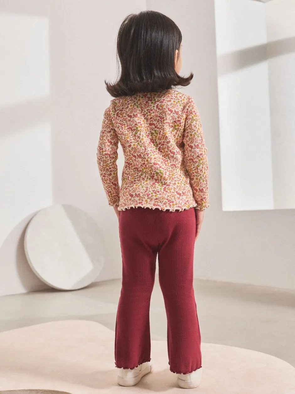 Broeken En Leggings*Next Bordeauxrood - Geribbelde flare legging (3 mnd-7 jr)