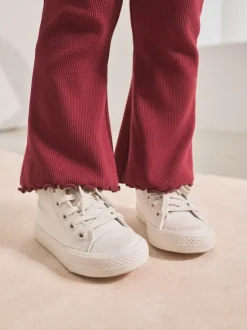 Broeken En Leggings*Next Bordeauxrood - Geribbelde flare legging (3 mnd-7 jr)