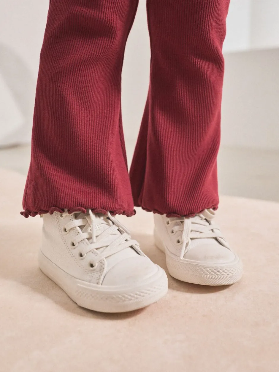 Broeken En Leggings*Next Bordeauxrood - Geribbelde flare legging (3 mnd-7 jr)