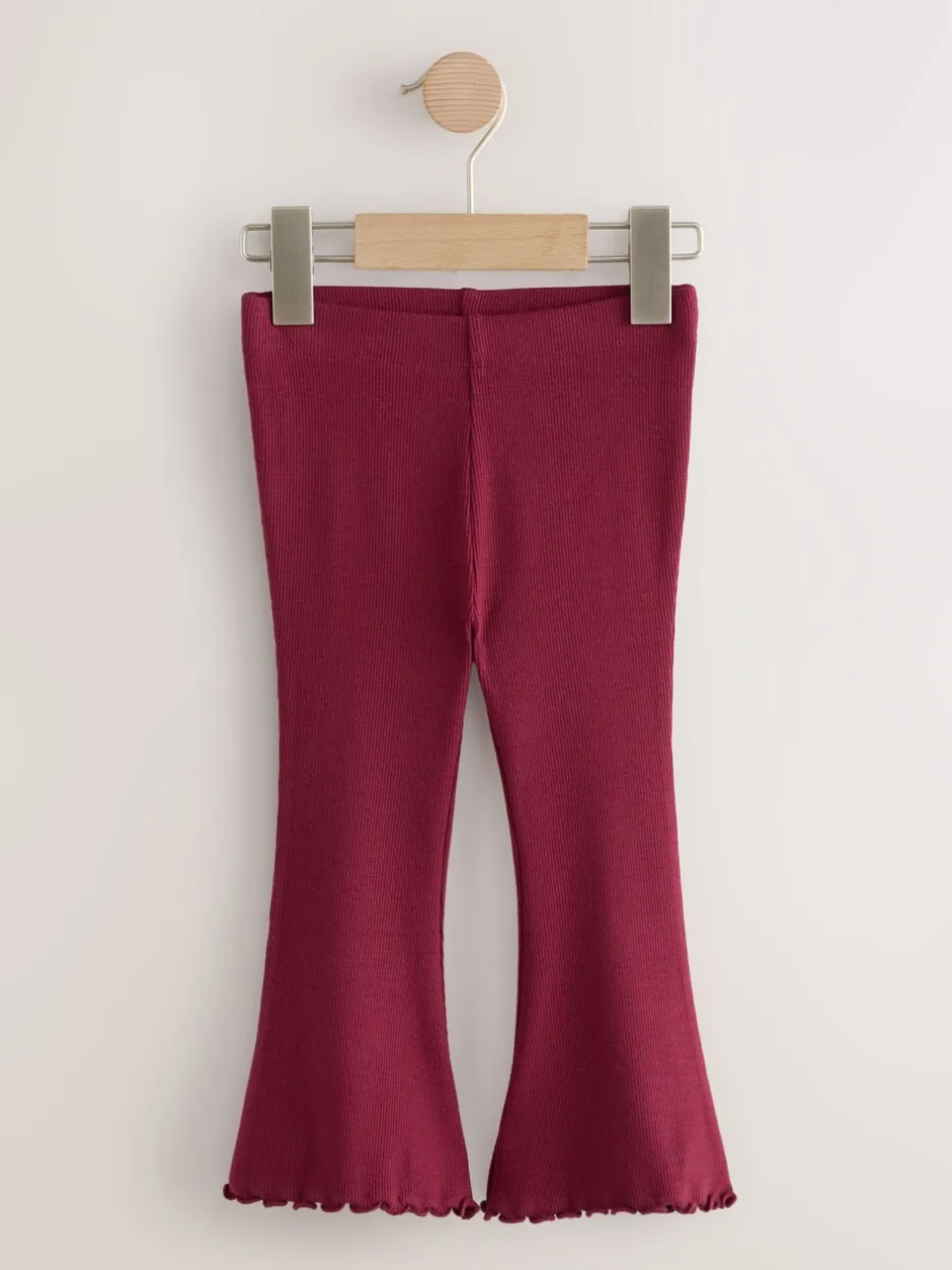 Broeken En Leggings*Next Bordeauxrood - Geribbelde flare legging (3 mnd-7 jr)