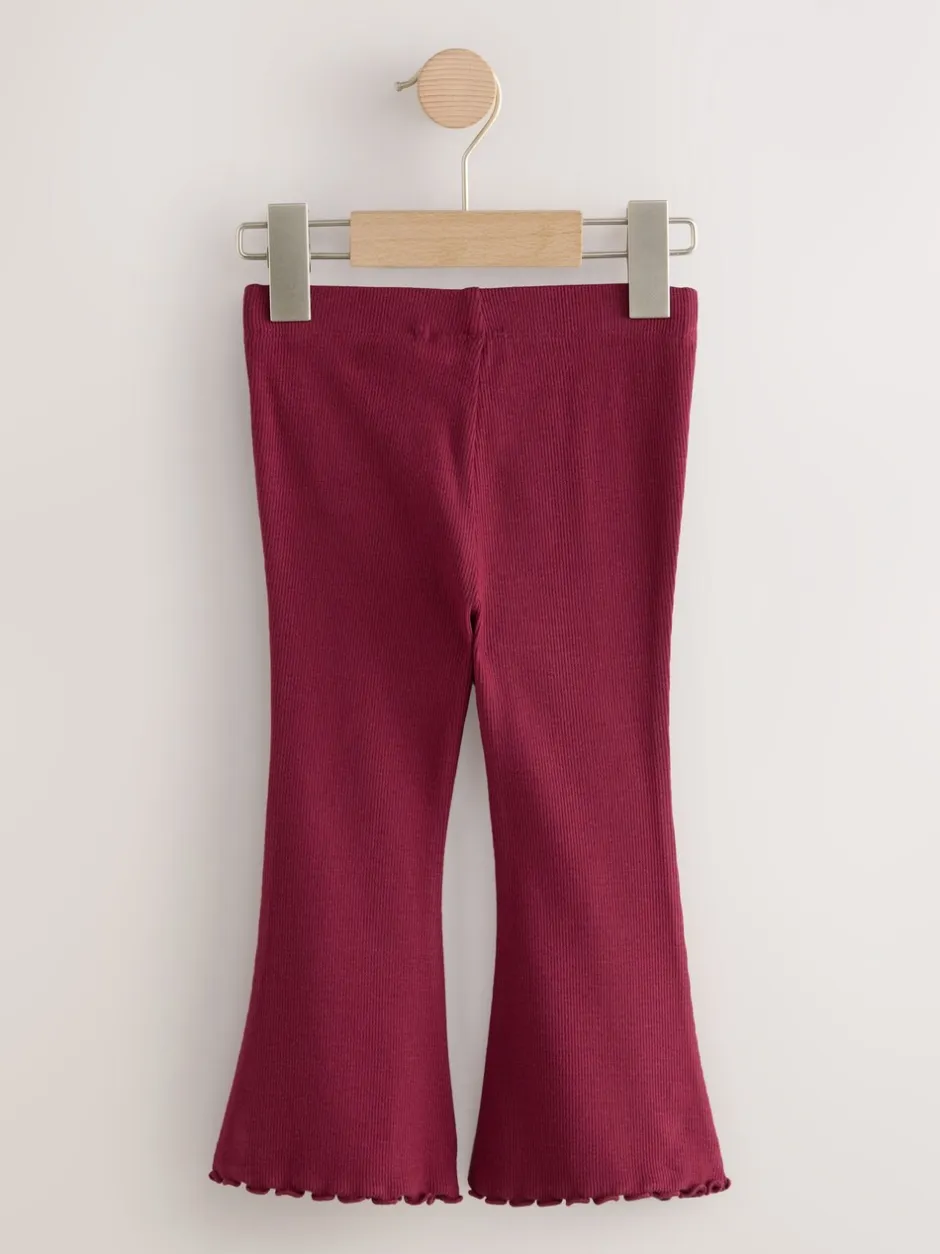 Broeken En Leggings*Next Bordeauxrood - Geribbelde flare legging (3 mnd-7 jr)