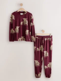 Pyjama's|Loungewear*Next - Hamish The Highland Cow Behaaglijke Pyjama's met Lange mouwen Bordeauxrood