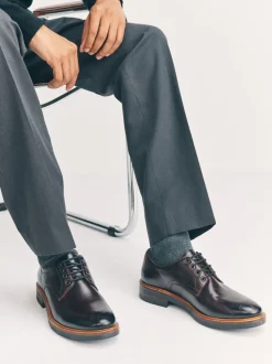 Schoenen*Next - Heritage Derby Leather Shoes Bordeauxrood