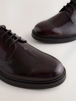 Schoenen|Formele Schoenen*Next - Hi-Shine Leather Derby Shoes Bordeauxrood