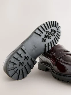 Lage Schoenen|Next - Lakleren stevige instappers Bordeauxrood
