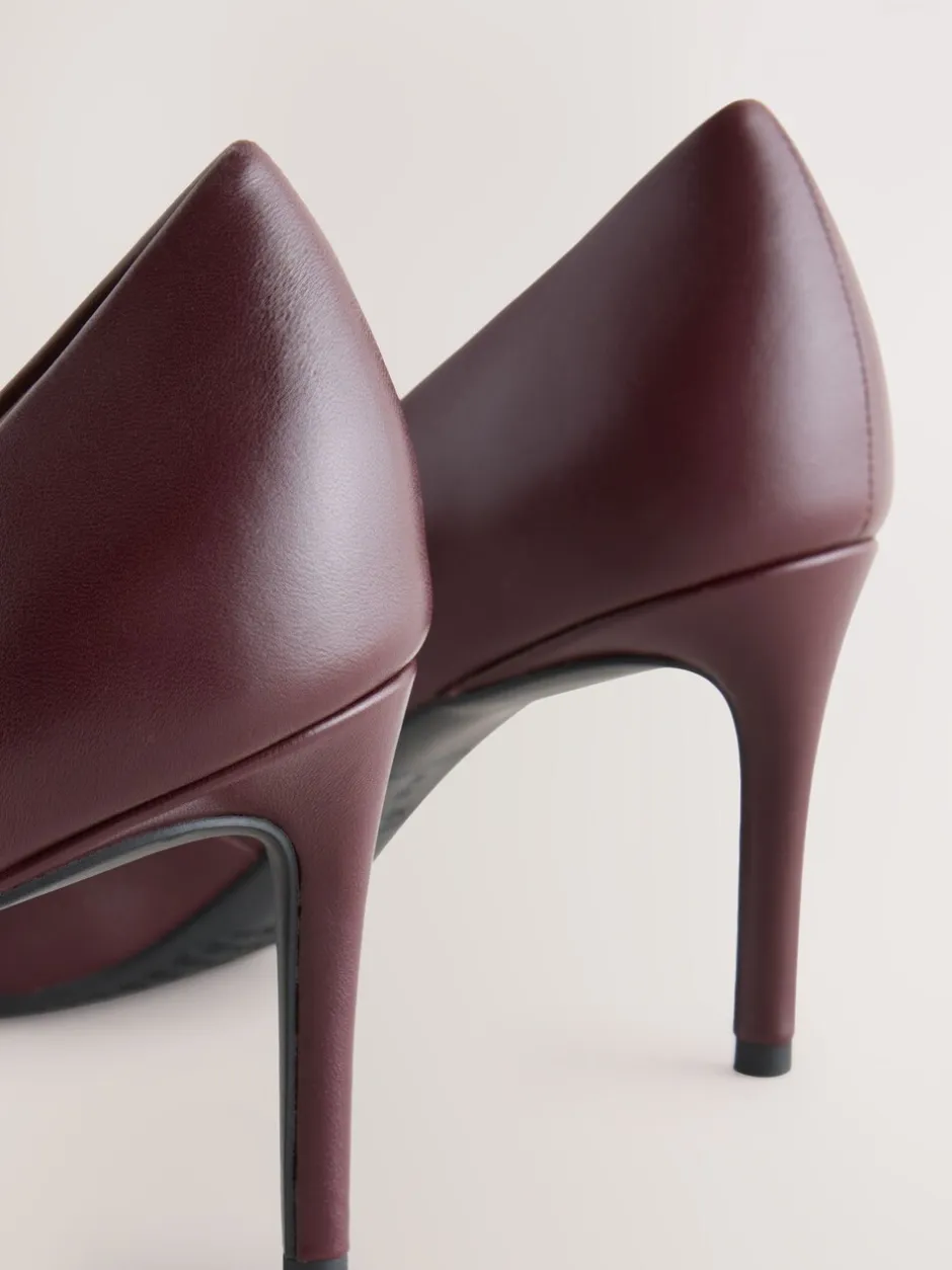 Schoenen Met Hakken|Next - Leren mid-court pumps Bordeauxrood
