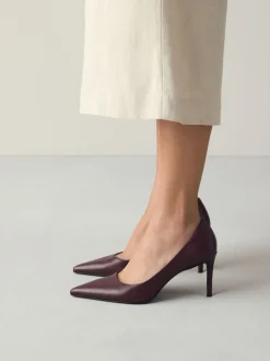 Ruimvallend En Extraruimvallend|Schoenen Met Hakken|Next Bordeauxrood - Leren mid-court pumps