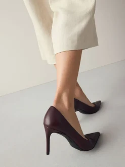 Ruimvallend En Extraruimvallend|Schoenen Met Hakken|Next Bordeauxrood - Leren mid-court pumps