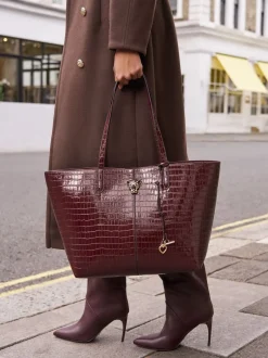 Tassen En Portemonnees*Lipsy - Croc Effect Shopper Tote Bag Bordeauxrood
