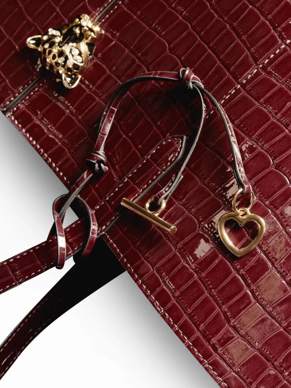 Tassen En Portemonnees*Lipsy - Croc Effect Shopper Tote Bag Bordeauxrood