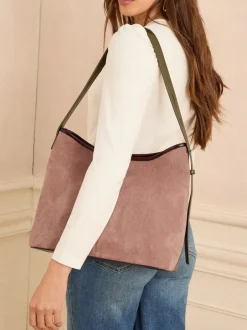 Tassen En Portemonnees|Love & Roses - Woven Slouchy Tote Bag Bordeauxrood