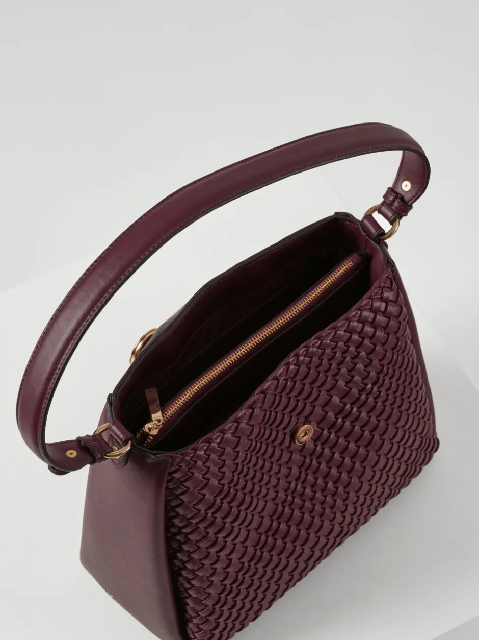 Tassen En Portemonnees*Luella Grey - Taupe Flora Weave Hobo Bag Bordeauxrood