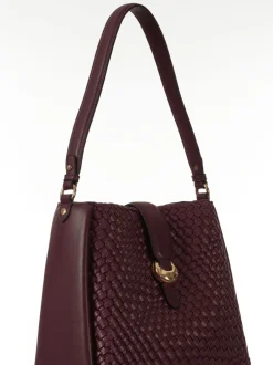Tassen En Portemonnees*Luella Grey - Taupe Flora Weave Hobo Bag Bordeauxrood