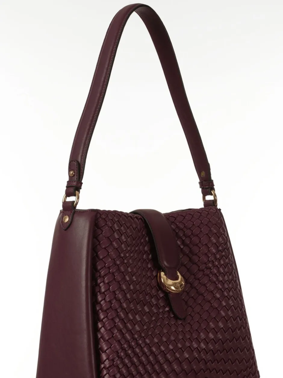 Tassen En Portemonnees*Luella Grey - Taupe Flora Weave Hobo Bag Bordeauxrood