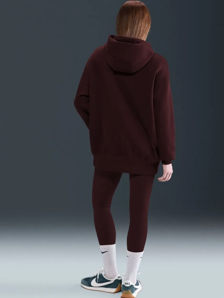 Sportkleding*Nike Bordeauxrood - oversized mini sportkleding Phoenix fleece swoosh pullover met hoodie